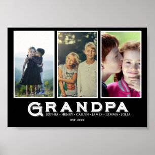 Poster Colagem de Fotos do Vovô – Nomes Personalizados do