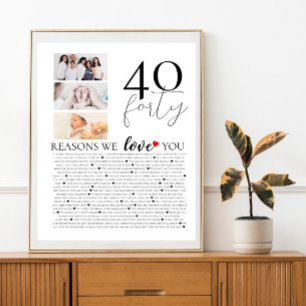 Poster colagem de fotos dos 40 motivos pelos quais eu te 