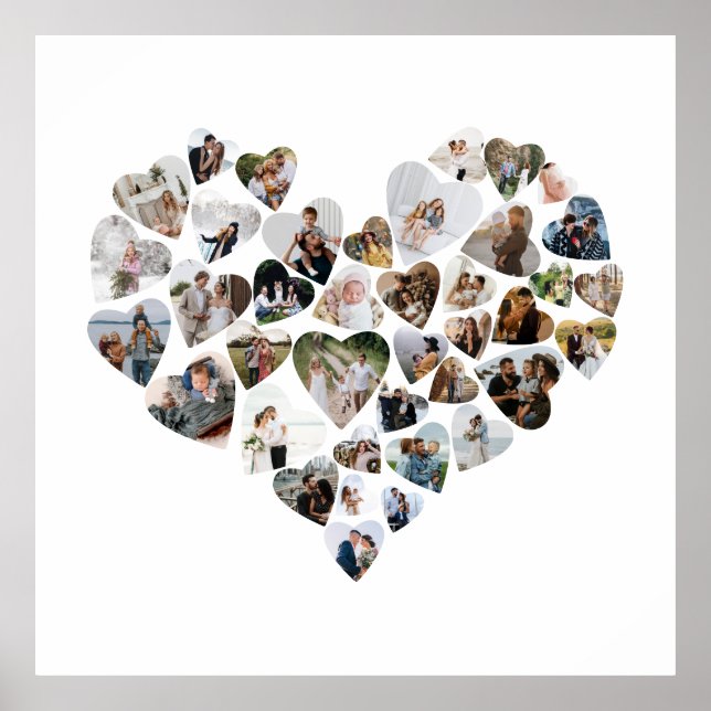 Poster Colagem de Fotos em Coração 39 Fotos Cartão do Dia (Frente)