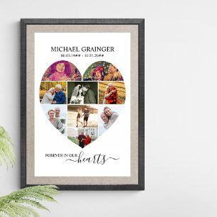 Poster Colagem de Fotos em Coração 9 Memorial Funeral