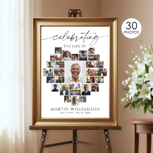 Poster Colagem de Fotos em Forma de Coração Celebrando a