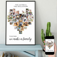 Colagem de Fotos em Forma de Coração de Amor Famil