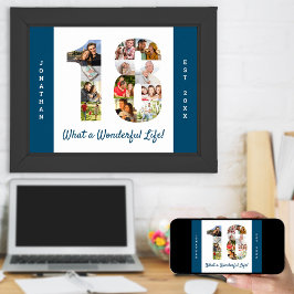 Poster Colagem de Fotos em Forma Número 18 para o 18º Ani