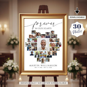 Poster Colagem de Fotos em Formato de Coração Para Sempre