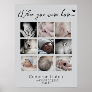 Poster Colagem de Fotos Emocionais Quando Você Nasceu