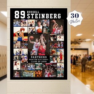 Poster Colagem de Fotos Esportivas 30 Nome do Jogador Núm