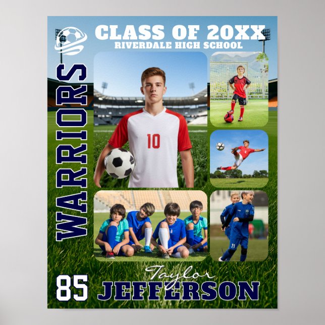 Poster Colagem de Fotos Esportivas da Equipe de Futebol d (Frente)