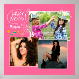 Poster Colagem de Fotos Feliz Aniversário do Amigo Person