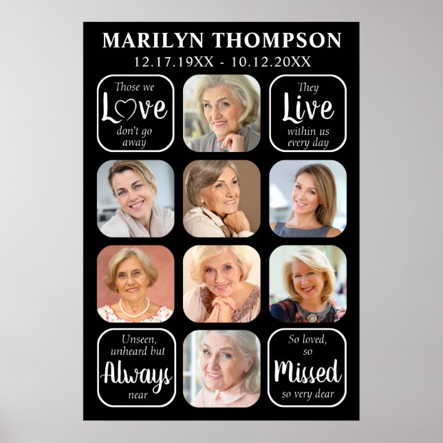 Poster Colagem de Fotos Funeral 8 Citação Memorial (Frente)