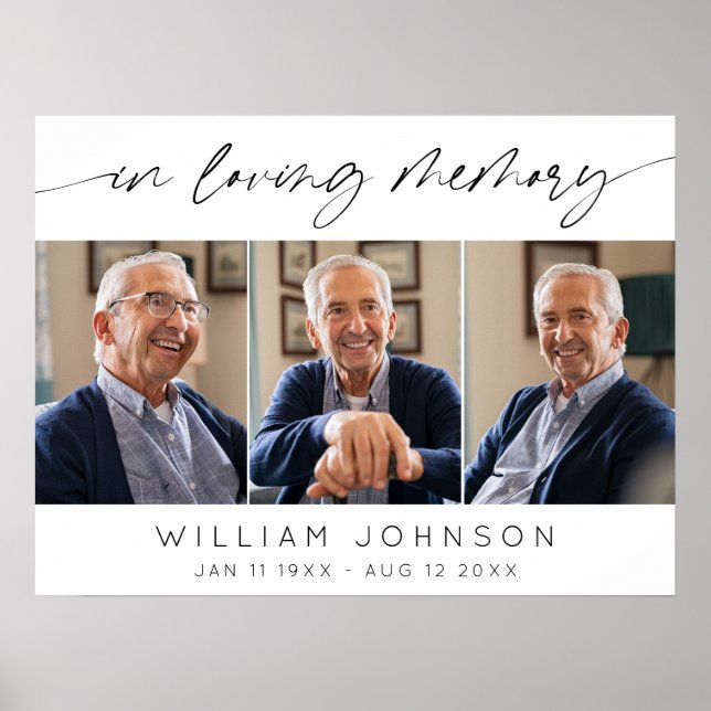 Poster Colagem de Fotos Funeral na Horizontal em Memória  (Frente)