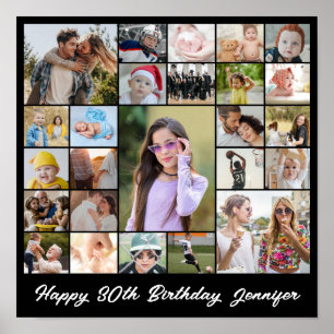 Poster Colagem de Fotos Grade Quadrada Preta Personalizad