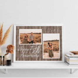 Poster Colagem de Fotos Madeira Personalizada para 5º Ani