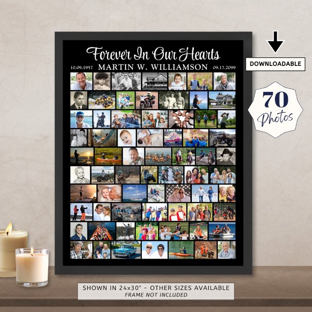 Poster Colagem de Fotos Memorial 70 Personalizada Simples (Criador carregado)