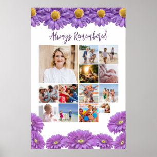 Poster Colagem de Fotos Memorial com Gérberas Roxas Poste