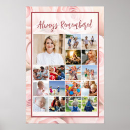 Poster Colagem de Fotos Memorial Rosas Rosa Suave Cartaz