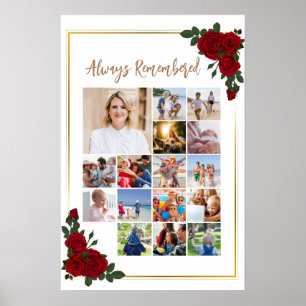 Poster Colagem de Fotos Memorial Rosas Vermelhas com Mold