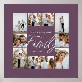 Poster Colagem de fotos mínima elegante com roxo familiar