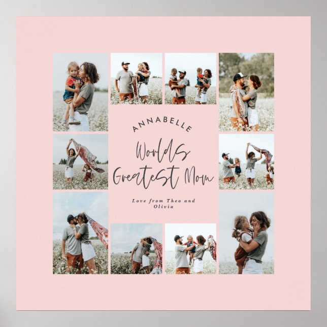 Poster Colagem de fotos mínima elegante e cor-de-rosa (Frente)
