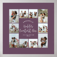 Colagem de fotos mínima elegante e roxa da mãe