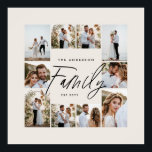 Poster Colagem de fotos mínima elegante em creme familiar<br><div class="desc">Escrito familiar elegante e mínimo preto e creme personalizado colagem fotográfica personalizada simples linhas limpas impressão da família.</div>