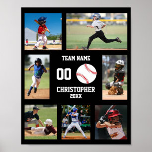 Poster Colagem de Fotos Moderna para Beisebol Kids