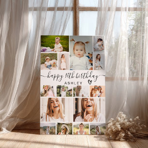 Poster Colagem de Fotos Moderna Simples Birthday 16