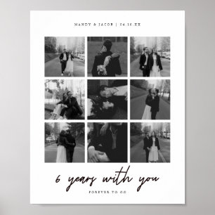Poster Colagem de Fotos Moderno de 6 Anos de Aniversário 
