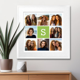 Poster Colagem de Fotos Monograma Personalizado - Verde L
