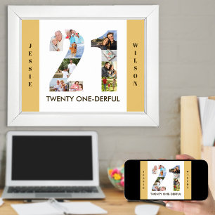 Poster Colagem de fotos no número 21 aniversário de 21 an