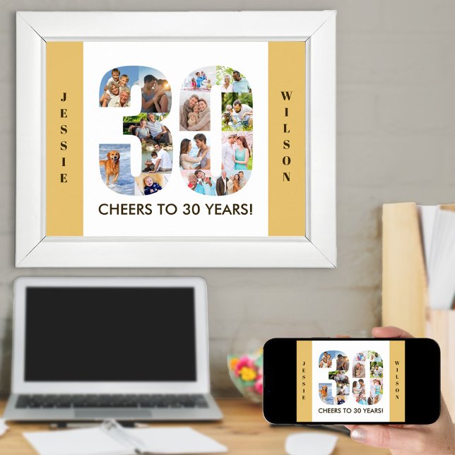 Poster Colagem de fotos no número 30 aniversário de 30 an (Criador carregado)