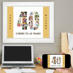 Poster Colagem de Fotos no Número 40 aniversário de 40