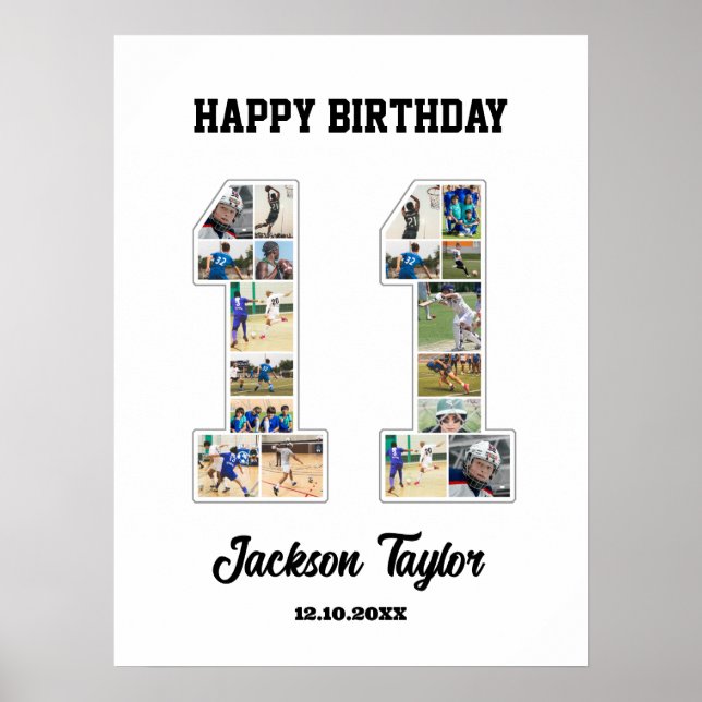 Poster Colagem de Fotos Número 11 do Aniversário de Anive (Frente)