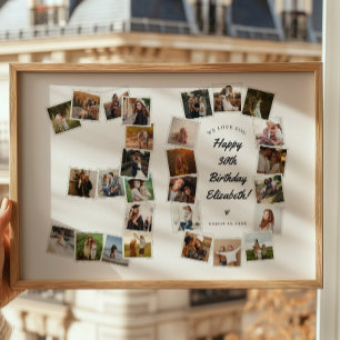 Poster Colagem de Fotos Número 30 Aniversário de 30 anos