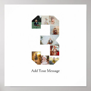 Poster Colagem de Fotos Número 3 Preto e Branco