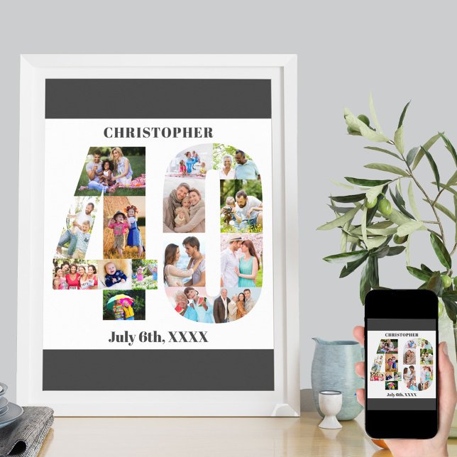 Poster Colagem de Fotos Número 40 aniversário de 40 anos  (Criador carregado)