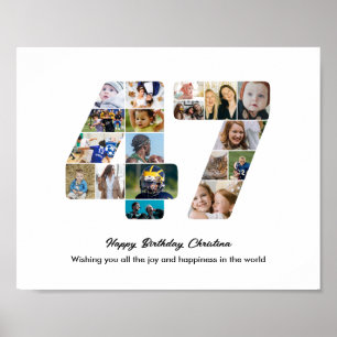 Poster Colagem de Fotos Número 47 para Festa de Aniversár