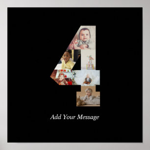 Poster Colagem de Fotos Número 4 Preto e Branco