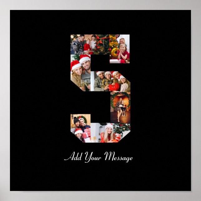 Poster Colagem de Fotos Número 5 Preto e Branco (Frente)