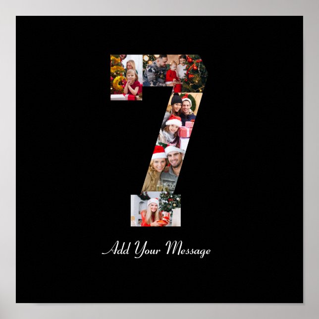 Poster Colagem de Fotos Número 7 Preto e Branco (Frente)