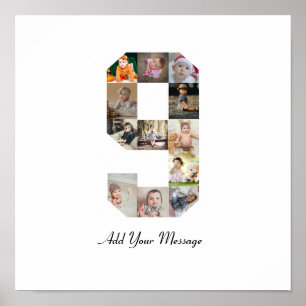 Poster Colagem de Fotos Número 9 Preto e Branco