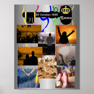 Poster Colagem De Fotos Para Partido aniversário de 21 an