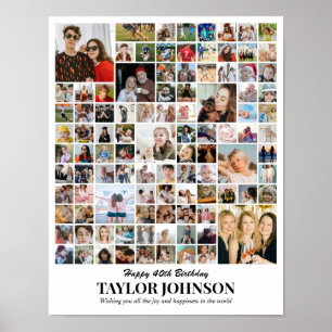 Poster Colagem de Fotos Personalizada 100 Fotos Grade 11x