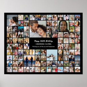 Poster Colagem de Fotos Personalizada 100 Imagens Anivers