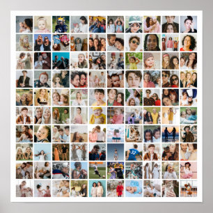 Poster Colagem de Fotos Personalizada 100 Imagens Grade Q
