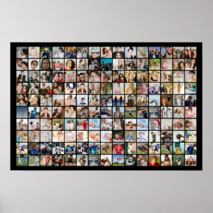 Poster Colagem de Fotos Personalizada 150 Fotos em Grid