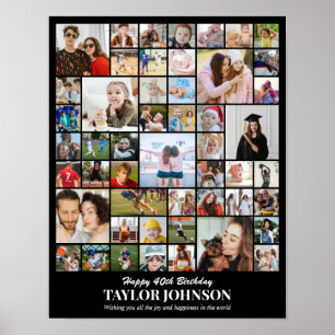 Poster Colagem de Fotos Personalizada 50 Fotos Grade 11x1