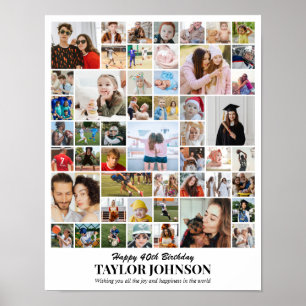 Poster Colagem de Fotos Personalizada 50 Fotos Grade 11x1