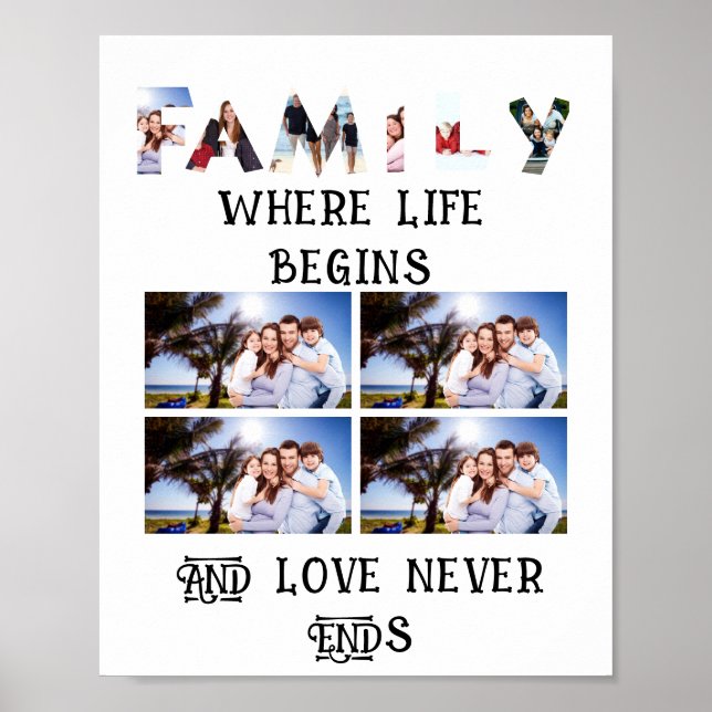 Poster Colagem de Fotos Personalizada da Família Moderna  (Frente)