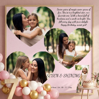 Poster Colagem de Fotos Personalizada de 7º Aniversário