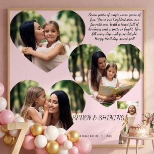 Poster Colagem de Fotos Personalizada de Aniversário de 7